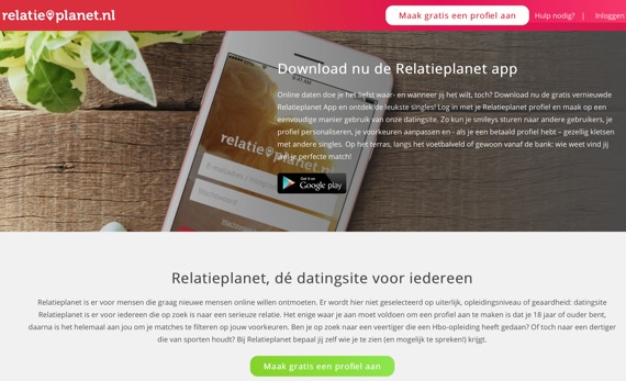 een van de populaire datingsites relatieplanet.be