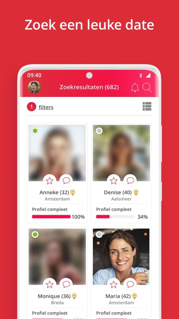 zoekfunctie van de app
